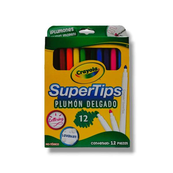 Crayola BINNEY & SMITH MEXICO, S.A. DE C.V. PLUMONES SUPER TIPS DELGADOS LAVABLES C/12PZ