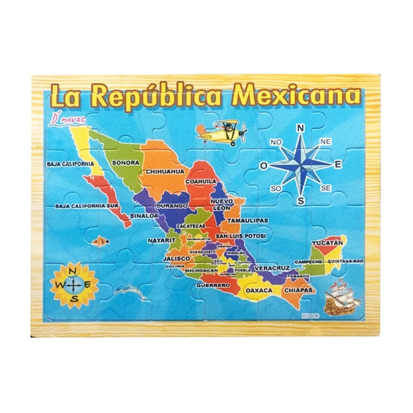 Dnovac DNOVAC PAPELERIA ROMPECABEZAS DE MADERA GRANDE C/24PZ LA REPUBLICA MEXICANA