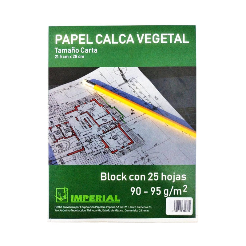 Imperial CORPORACION PAPELERA IMPERIAL, S.A. DE C.V. BLOCK PAPEL VEGETAL CARTA CON 25H 90G