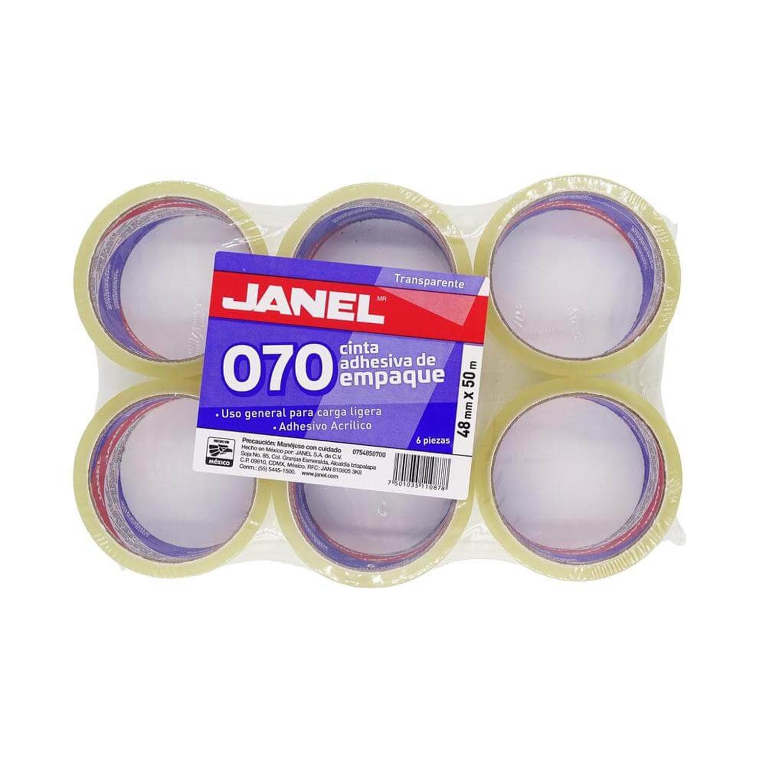 Janel JANEL, S.A. DE C.V. CINTA EMPAQUE JANEL 48X50 C/6PZ TRANSPARENTE
