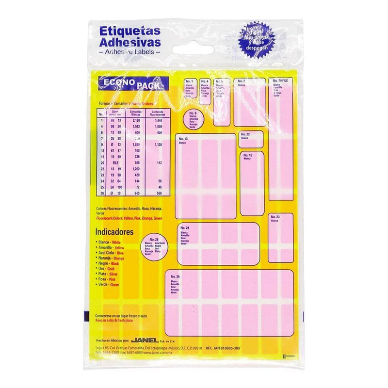 Janel JANEL, S.A. DE C.V. ETIQUETA JANEL ECONOPACK 13X38 ROSA MEX