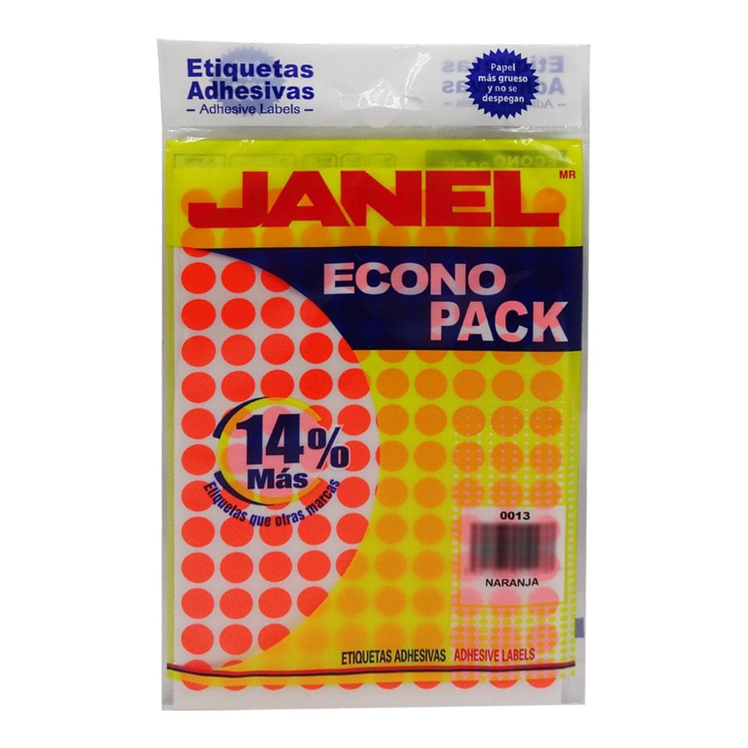 Janel JANEL, S.A. DE C.V. ETIQUETA JANEL REDONDA 00X13 NARANJA