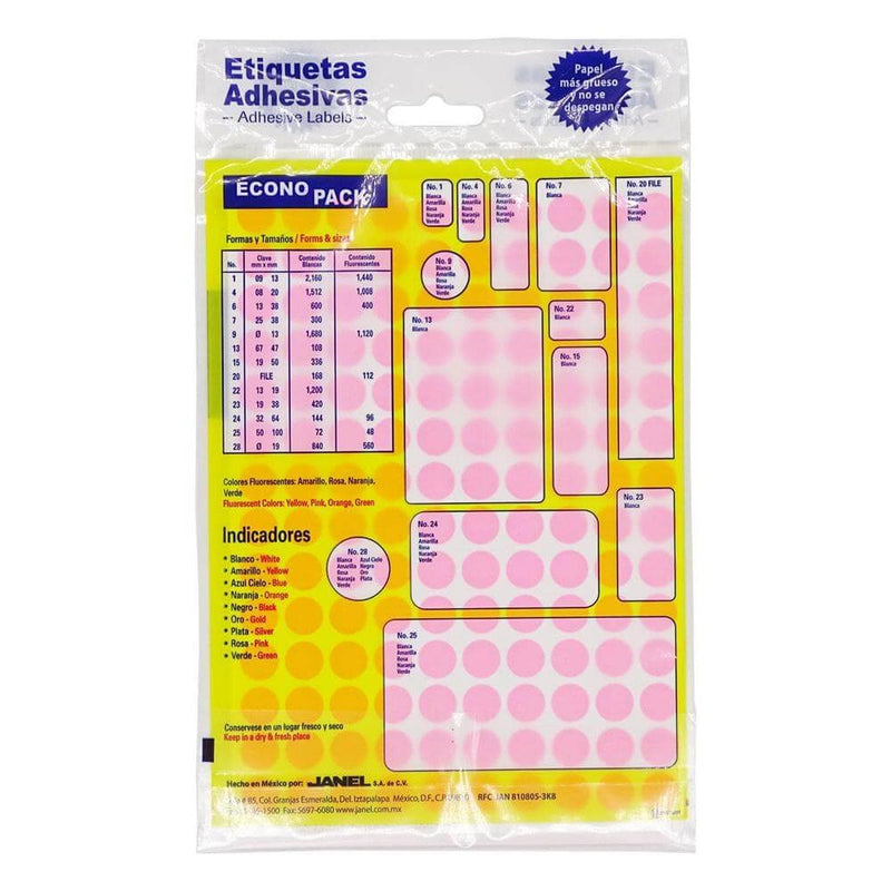 Janel JANEL, S.A. DE C.V. ETIQUETA JANEL REDONDA 00X13 ROSA