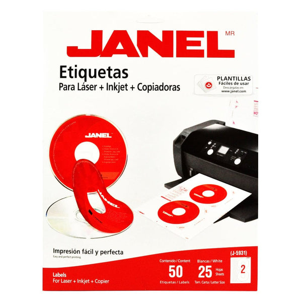 Janel JANEL, S.A. DE C.V. ETIQUETA LASER #5931 CARTA C/25H P/CD JANEL