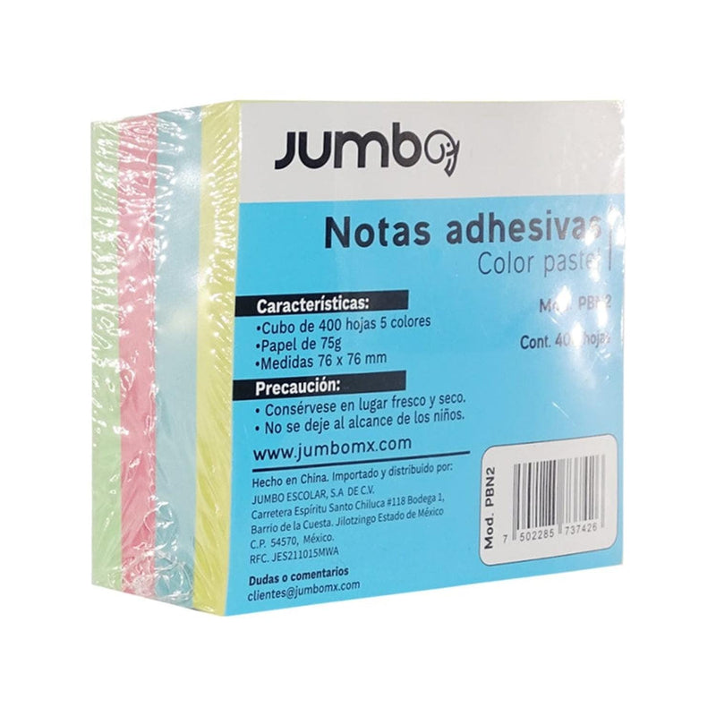 Jumbo JUMBO ESCOLAR, SA DE CV BLOCK DE NOTAS JUMBO C/400H DE 3X3 COLORES PASTEL