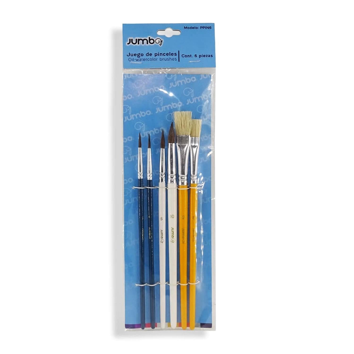 Jumbo JUMBO ESCOLAR, SA DE CV JUEGO DE PINCELES MIX OLEO-ACUARELA C/6PZ JUMBO