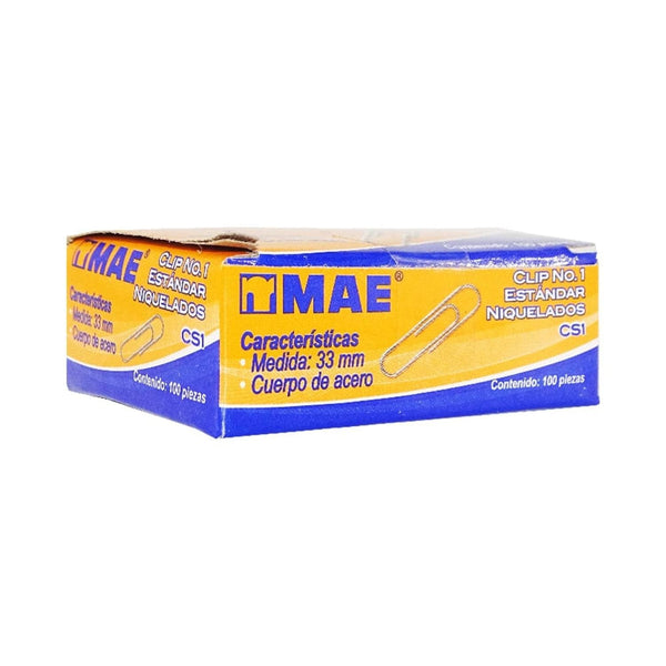 MAE SOLUCIONES DE DISTRIBUCION INTEGRAL, S.A. DE C.V. CLIP ESTANDAR #1 33MM C/100PZ MAE