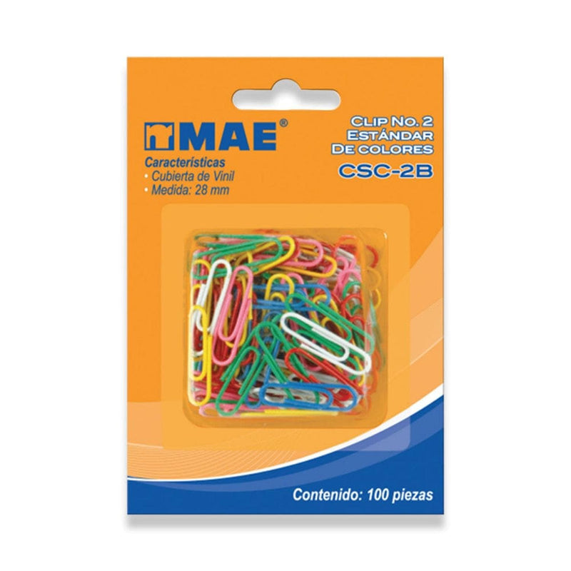 MAE SOLUCIONES DE DISTRIBUCION INTEGRAL, S.A. DE C.V. CLIP ESTANDAR 28MM DE COLORES C/100PZ MAE