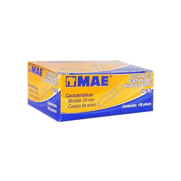 MAE SOLUCIONES DE DISTRIBUCION INTEGRAL, S.A. DE C.V. CLIP ESTANDAR #3 24MM C/100PZ MAE