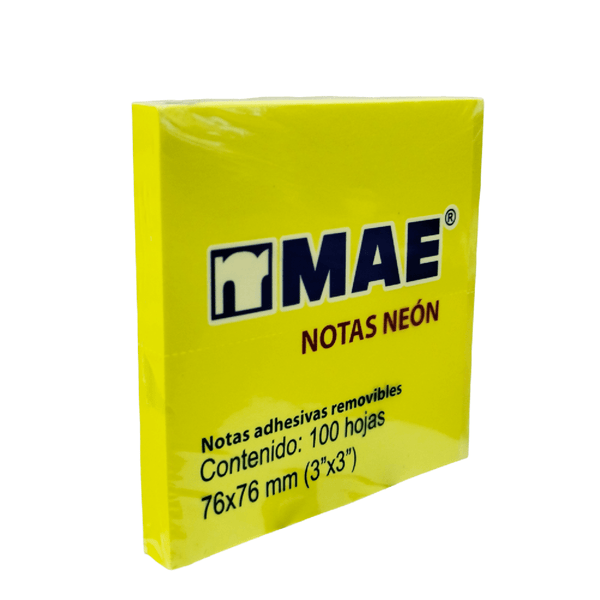 MAE SOLUCIONES DE DISTRIBUCION INTEGRAL, S.A. DE C.V. NOTAS 3X3" AMARILLO NEON C/100H MAE