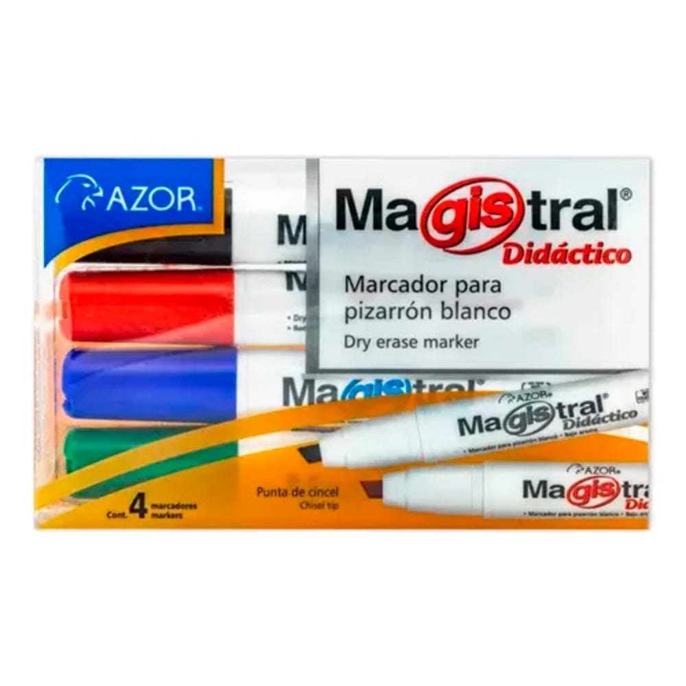 Magistral GRUPO AZOR MEXICO, S.A. DE C.V. MARCADOR MAGISTRAL DIDACTICO C/4PZ SURTIDO