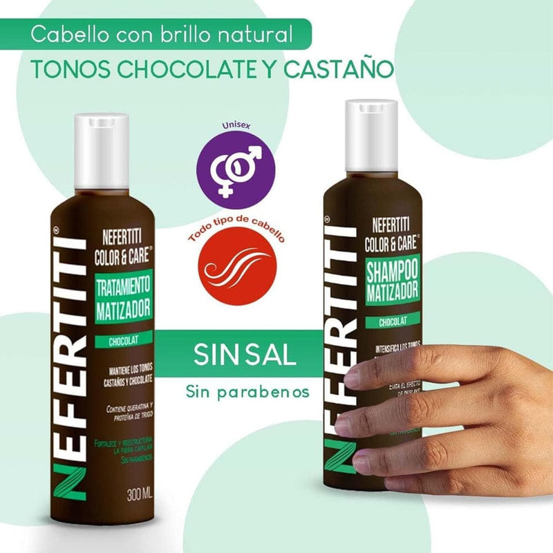 Nefertiti BEFIBA, S.A. DE C.V. COLOR & CARE SHAMPOO Y TRATAMIENTO 300ML C/2PZ CHOCOLAT