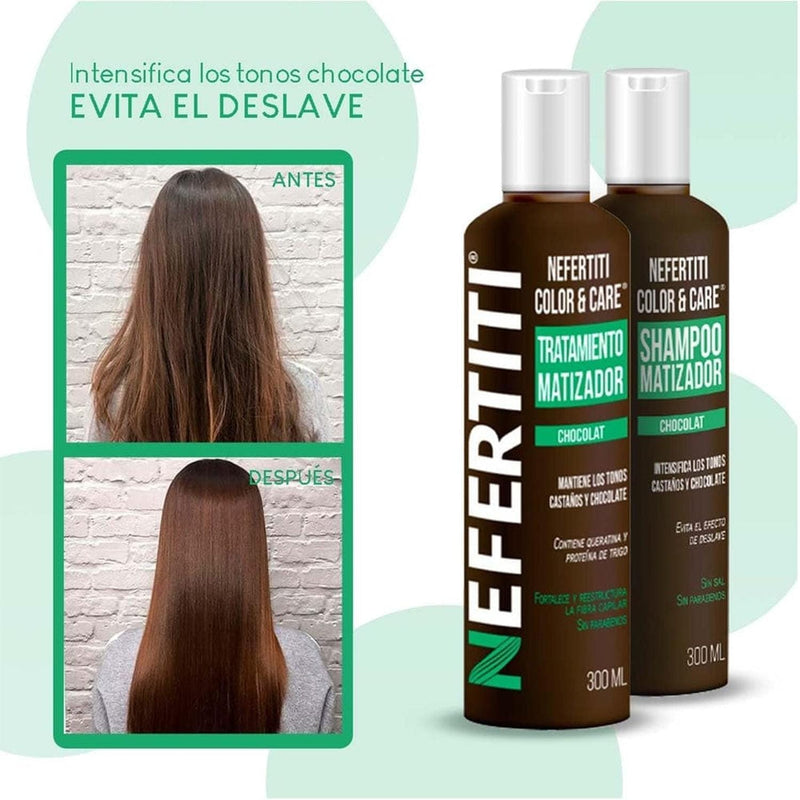 Nefertiti BEFIBA, S.A. DE C.V. COLOR & CARE SHAMPOO Y TRATAMIENTO 300ML C/2PZ CHOCOLAT