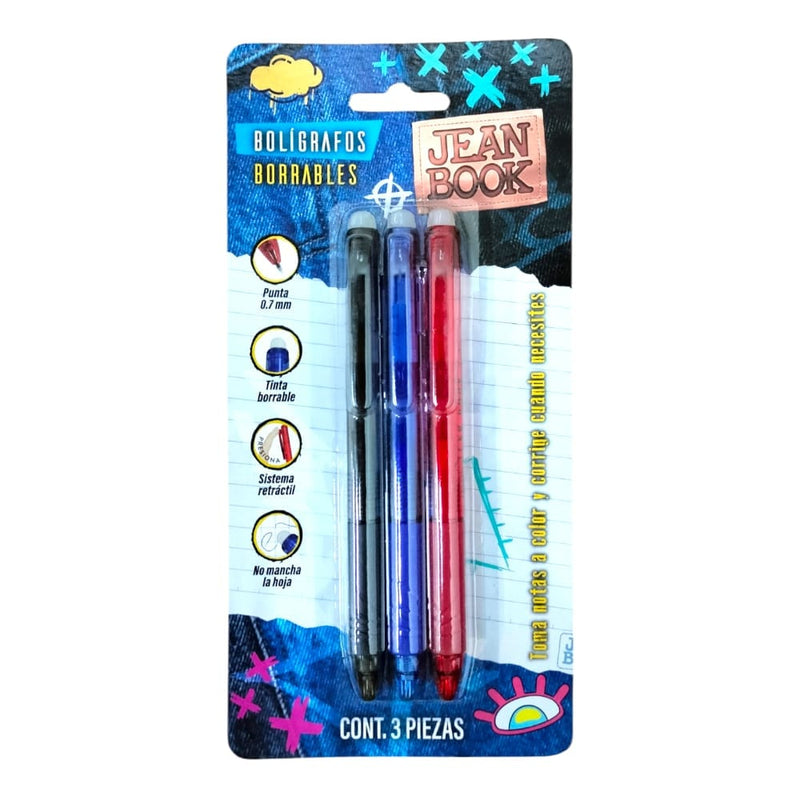 BOLIGRAFO JEAN BOOK BORRABLES C/3PZ