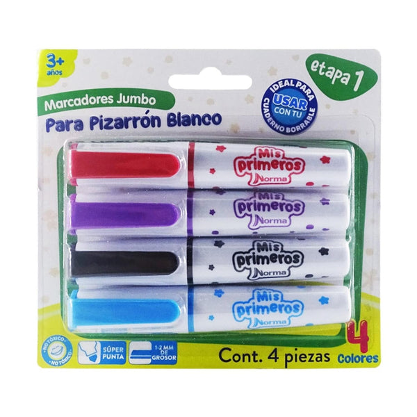 Norma CARVAJAL EDUCACION, S.A. DE C.V. MARCADOR NORMA PARA PIZARRON BLANCO JUMBO C/4PZ