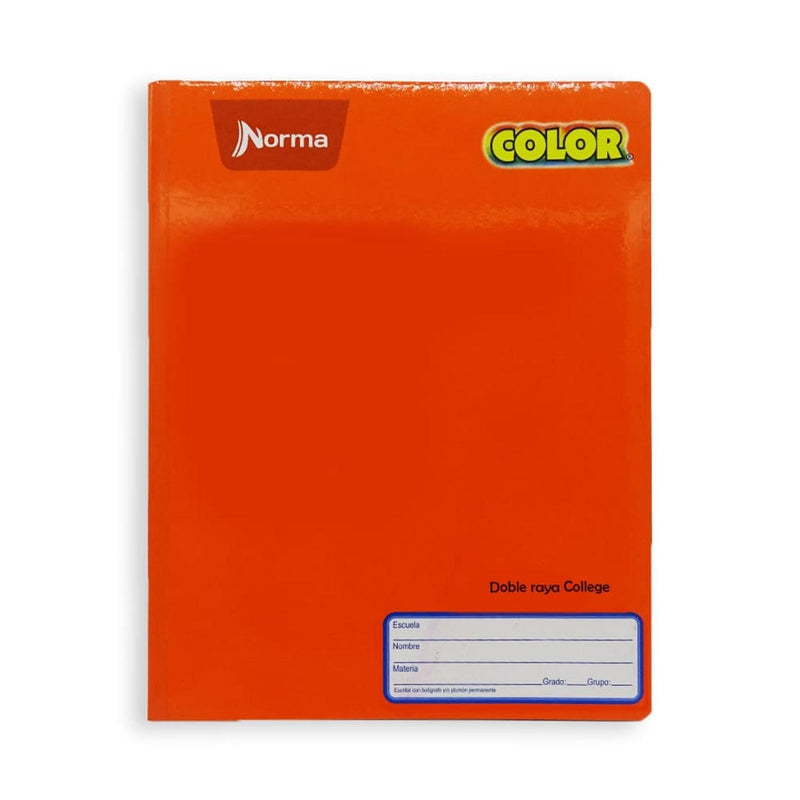 Norma CARVAJAL EDUCACION, S.A. DE C.V. NARANJA CUADERNO COSIDO COLLEGE NORMA DOBLE RAYA.