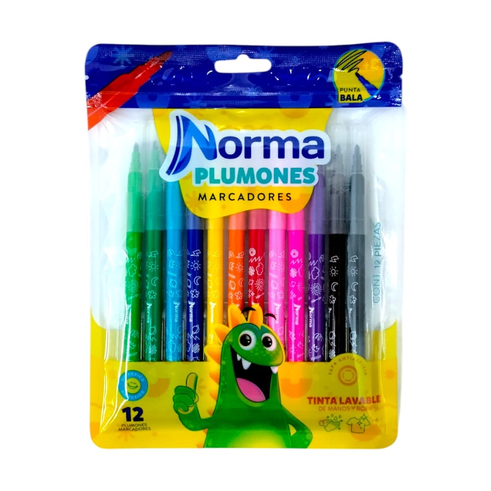 Norma CARVAJAL EDUCACION, S.A. DE C.V. PLUMONES LAVABLES PUNTA BALA NORMA C/12PZ