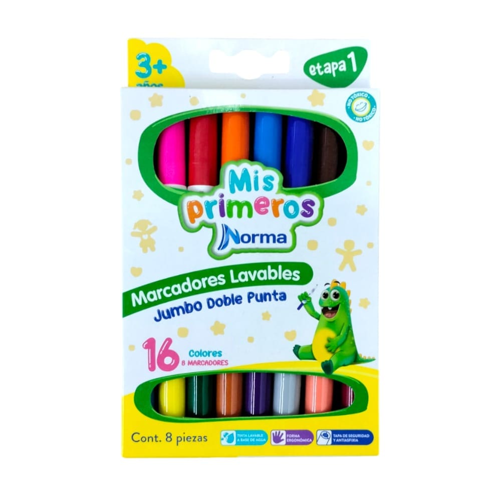 Norma CARVAJAL EDUCACION, S.A. DE C.V. PLUMONES NORMA GIGANTES DOBLE PUNTA X 8