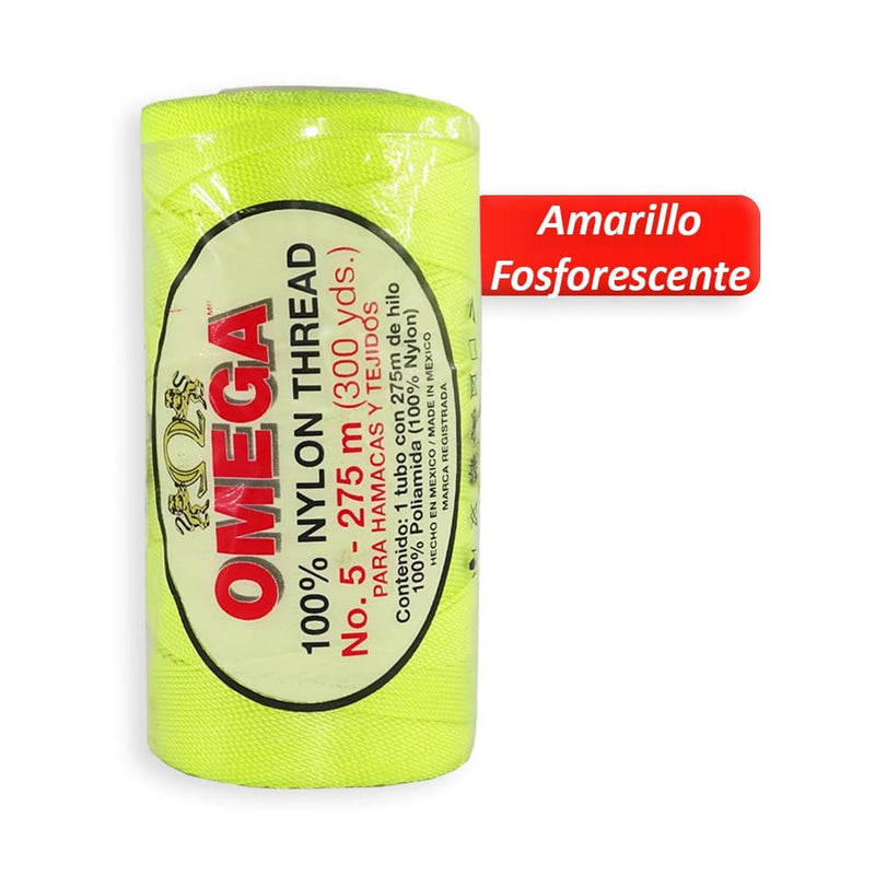 Omega OMEGA DISTRIBUIDORES DE HILO, S.A. DE C.V. HILO NYLON OMEGA NO.5 C/275M ART. 370 AMARILLO FOSFORESCENTE