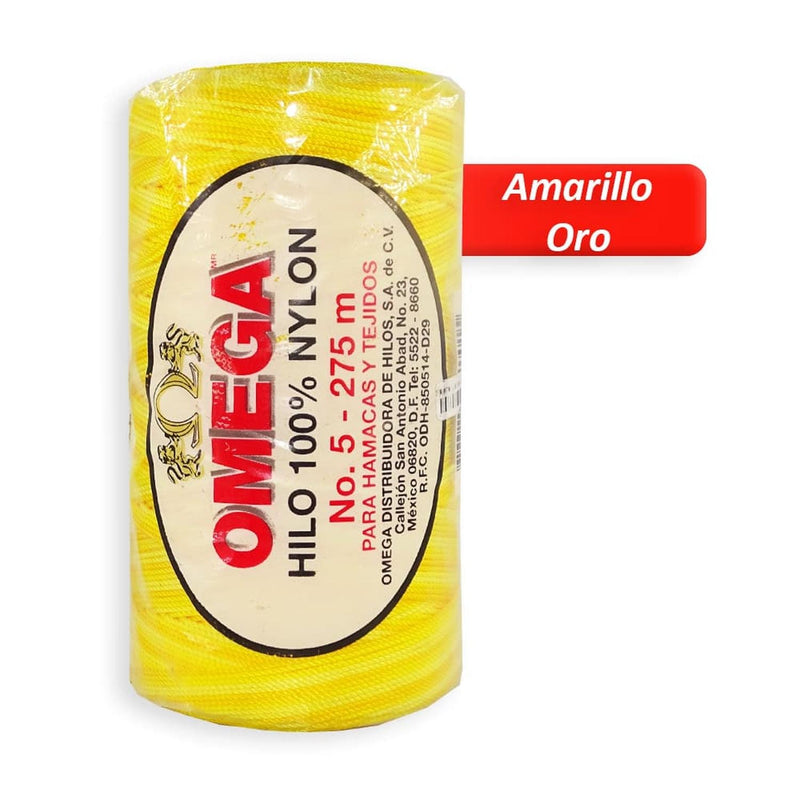 Omega OMEGA DISTRIBUIDORES DE HILO, S.A. DE C.V. HILO NYLON OMEGA NO.5 C/275M ART. 370 AMARILLO ORO