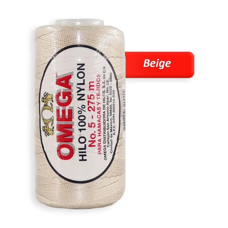 Omega OMEGA DISTRIBUIDORES DE HILO, S.A. DE C.V. HILO NYLON OMEGA NO.5 C/275M ART. 370 BEIGE