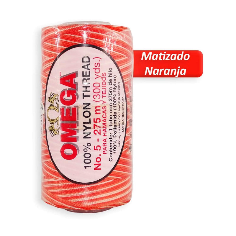 Omega OMEGA DISTRIBUIDORES DE HILO, S.A. DE C.V. HILO NYLON OMEGA NO.5 C/275M ART. 370 MATIZADO NARANJA