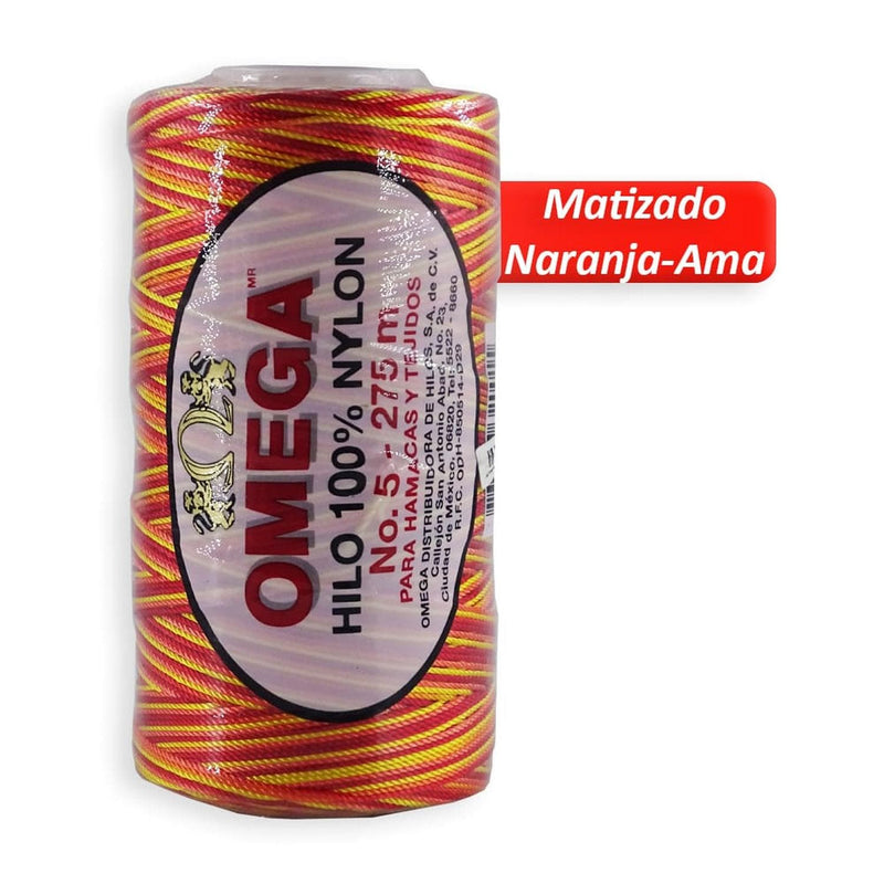 Omega OMEGA DISTRIBUIDORES DE HILO, S.A. DE C.V. HILO NYLON OMEGA NO.5 C/275M ART. 370 MATIZADO NARANJA AMARILLO