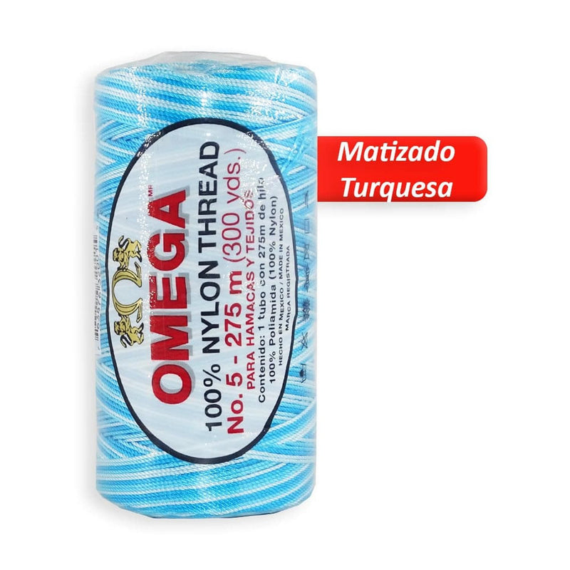 Omega OMEGA DISTRIBUIDORES DE HILO, S.A. DE C.V. HILO NYLON OMEGA NO.5 C/275M ART. 370 MATIZADO TURQUESA