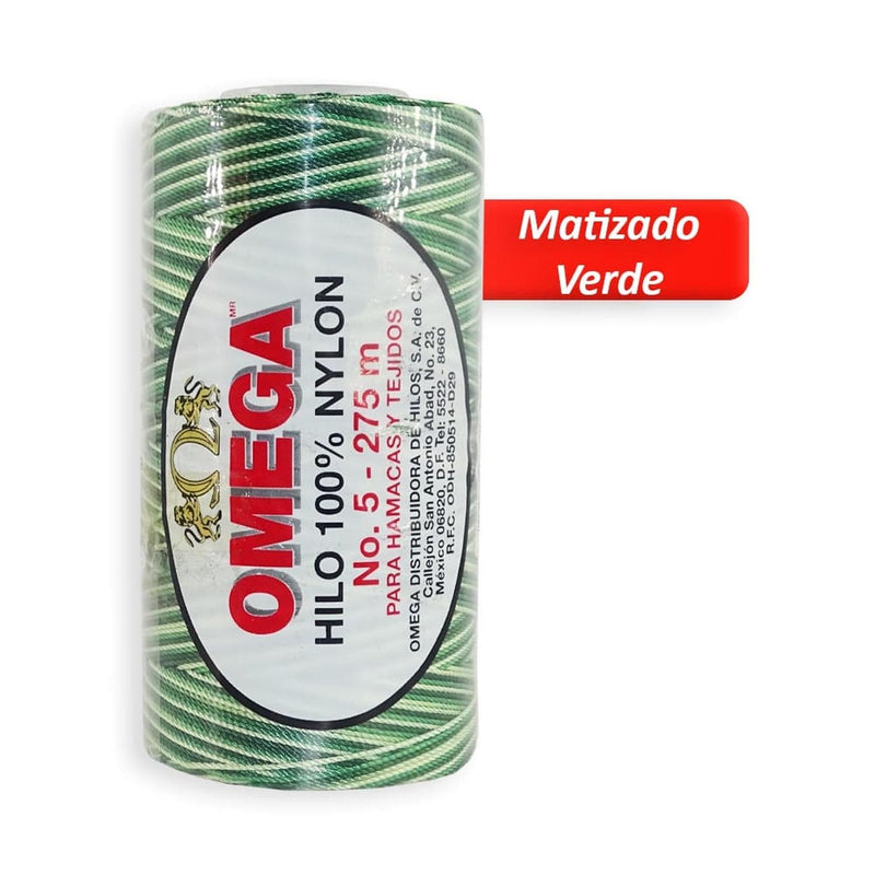 Omega OMEGA DISTRIBUIDORES DE HILO, S.A. DE C.V. HILO NYLON OMEGA NO.5 C/275M ART. 370 MATIZADO VERDE