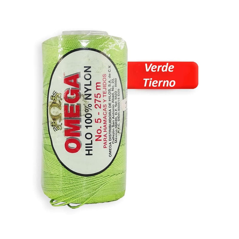 Omega OMEGA DISTRIBUIDORES DE HILO, S.A. DE C.V. HILO NYLON OMEGA NO.5 C/275M ART. 370 VERDE TIERNO