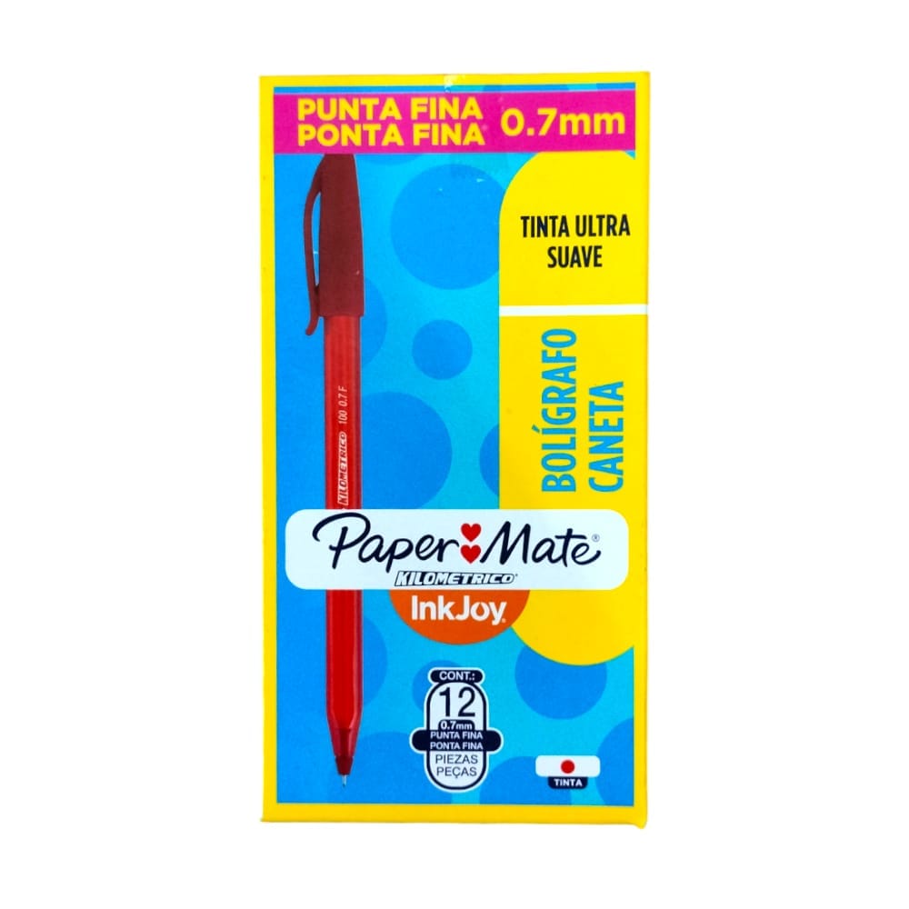 Paper Mate NEWELL BRANDS DE MEXICO, S.A. DE C.V. BOL KILOMETRICO P.FINA O/S C/12PZ ROJO