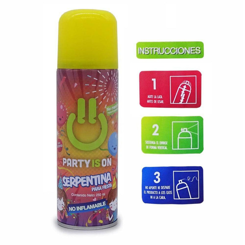 Party Is On FABRICAS SELECTAS DEL CENTRO, S.A. DE C.V. SERPENTINA PARA FIESTA C/250ML PARTY IS ON