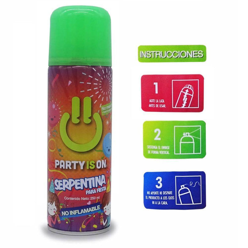 Party Is On FABRICAS SELECTAS DEL CENTRO, S.A. DE C.V. SERPENTINA PARA FIESTA C/250ML PARTY IS ON