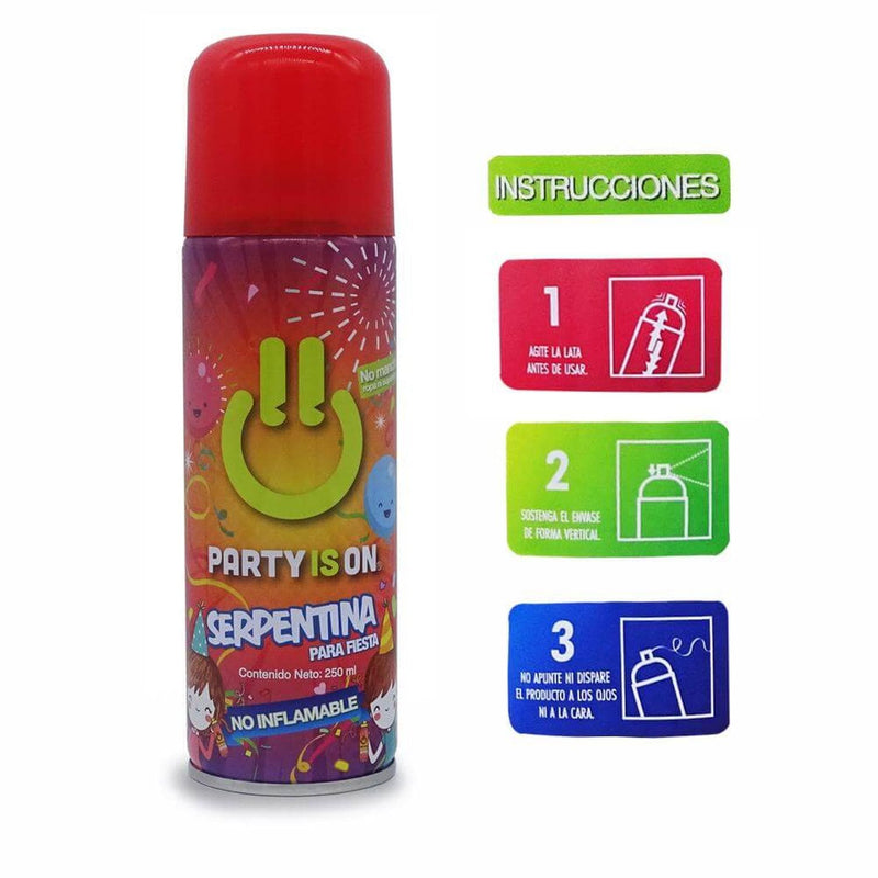 Party Is On FABRICAS SELECTAS DEL CENTRO, S.A. DE C.V. SERPENTINA PARA FIESTA C/250ML PARTY IS ON