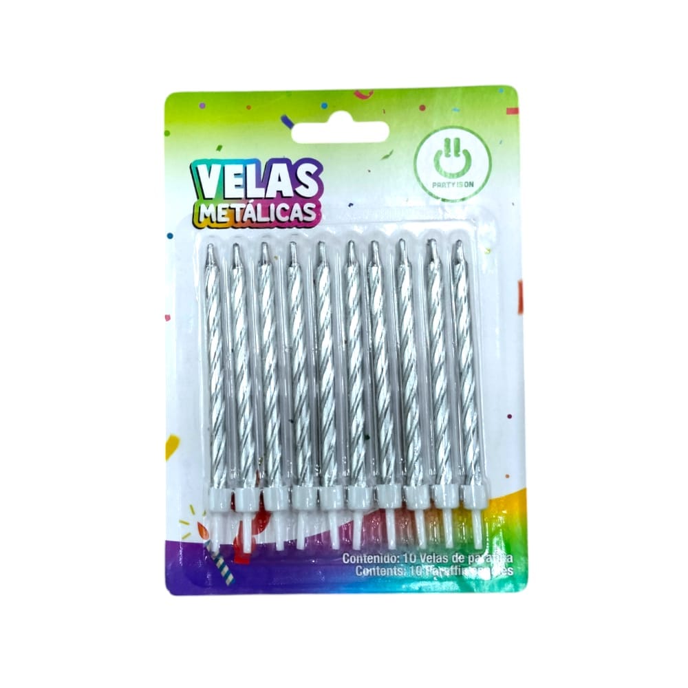Party Is On FABRICAS SELECTAS DEL CENTRO, S.A. DE C.V. VELA ESPIRAL PAYASO METALICA PLATA