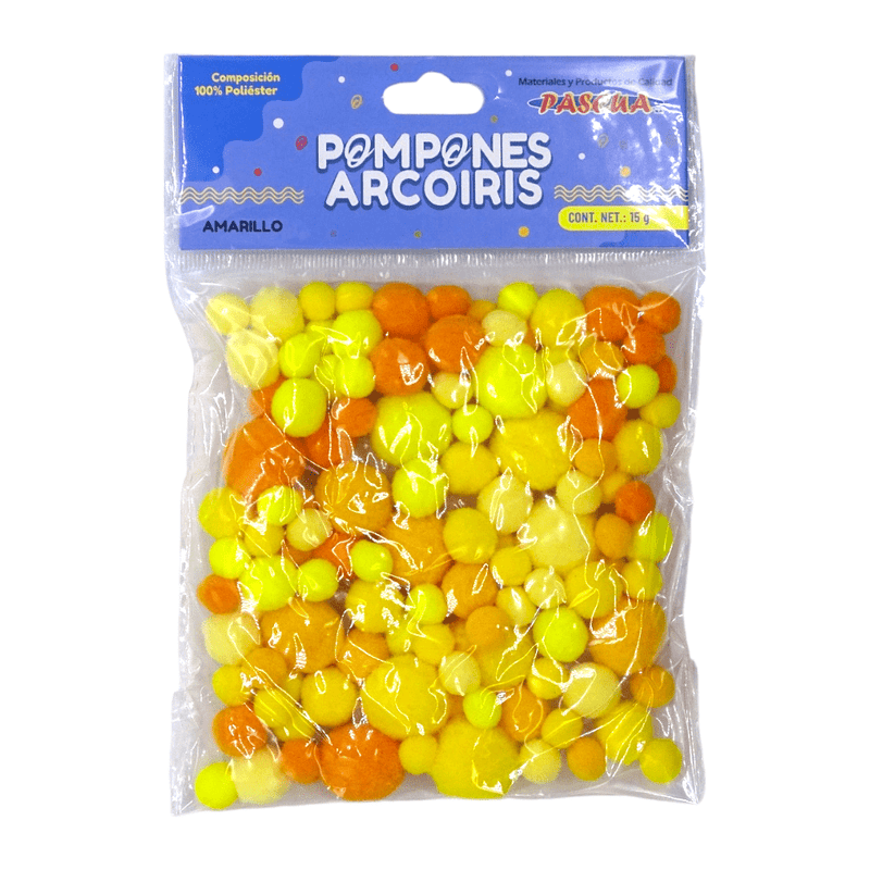 Pascua MEGAFUMI, S.A. DE C.V. BOLSA POMPONES ARCOIRIS COLOR AMARILLO