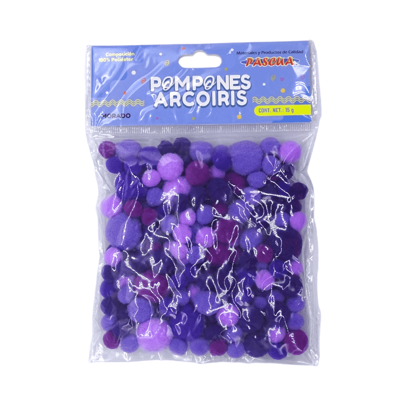 Pascua MEGAFUMI, S.A. DE C.V. BOLSA POMPONES ARCOIRIS COLOR MORADO