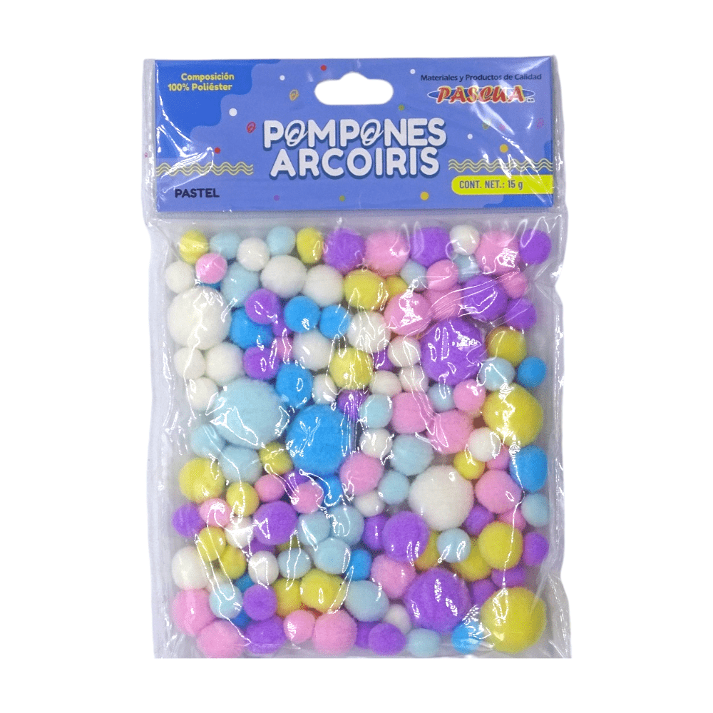 Pascua MEGAFUMI, S.A. DE C.V. BOLSA POMPONES ARCOIRIS COLORES PASTEL