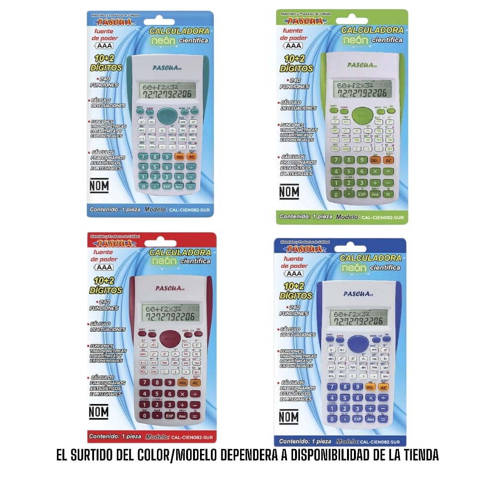 Pascua MEGAFUMI, S.A. DE C.V. CALCULADORA CIENTIFICA ECONOMICA 240F NEON