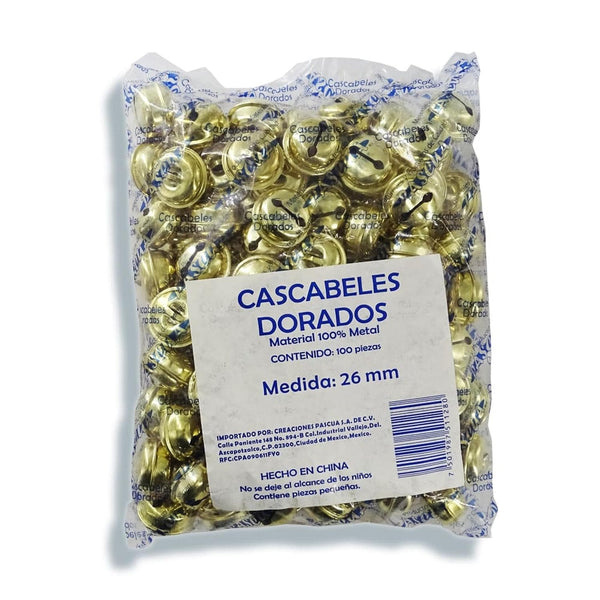 Pascua MEGAFUMI, S.A. DE C.V. CASCABEL DORADO 26MM BOLSA C/100PZ PASCUA