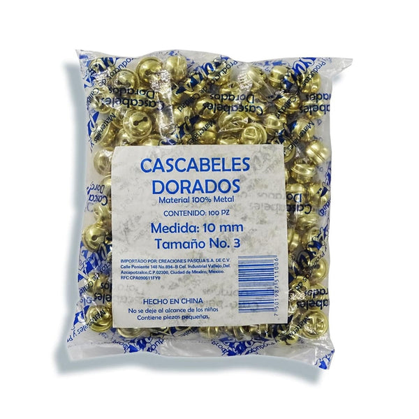 Pascua MEGAFUMI, S.A. DE C.V. CASCABEL DORADO #3 10MM BOLSA C/100PZ PASCUA