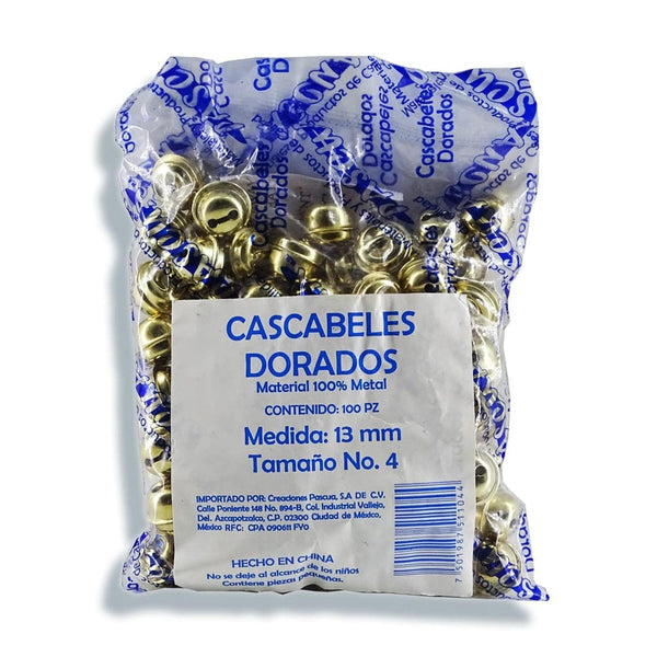 Pascua MEGAFUMI, S.A. DE C.V. CASCABEL DORADO #4 13MM BOLSA C/100PZ PASCUA