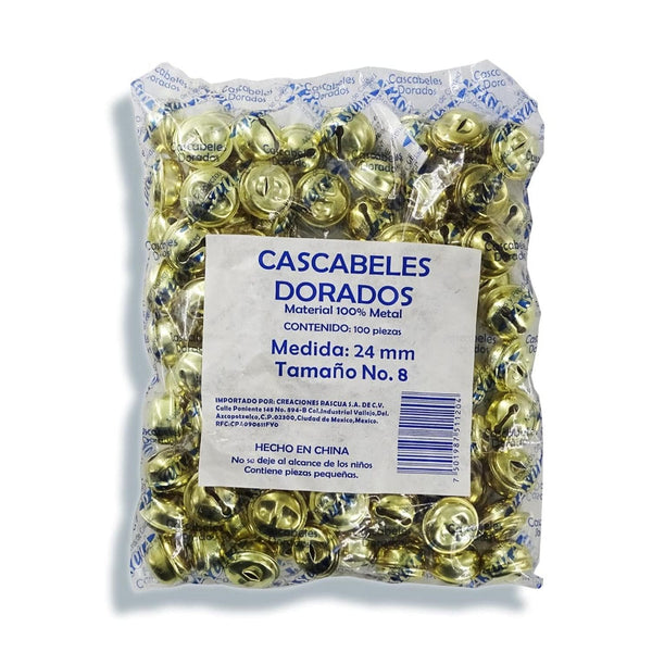 Pascua MEGAFUMI, S.A. DE C.V. CASCABEL DORADO #8 24MM BOLSA C/100PZ PASCUA