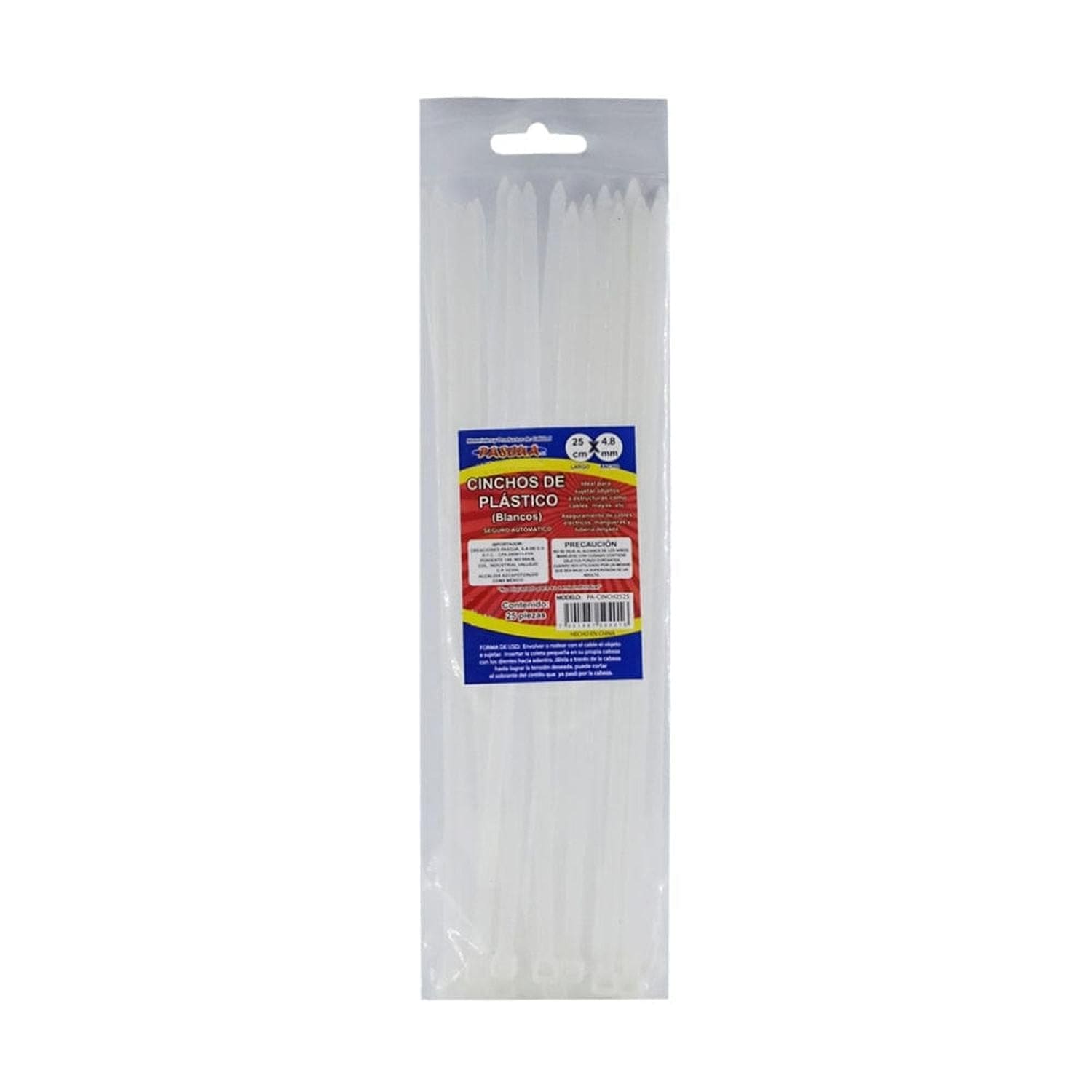 Pascua MEGAFUMI, S.A. DE C.V. CINCHOS DE PLASTICO BOLSA C/25PZ 25CM BLANCO