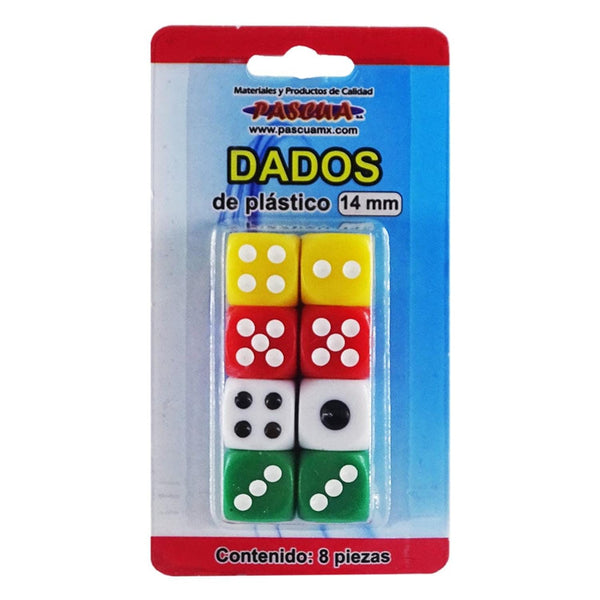 Pascua MEGAFUMI, S.A. DE C.V. DADOS DE PLASTICO PASCUA 14MM C/8PZ