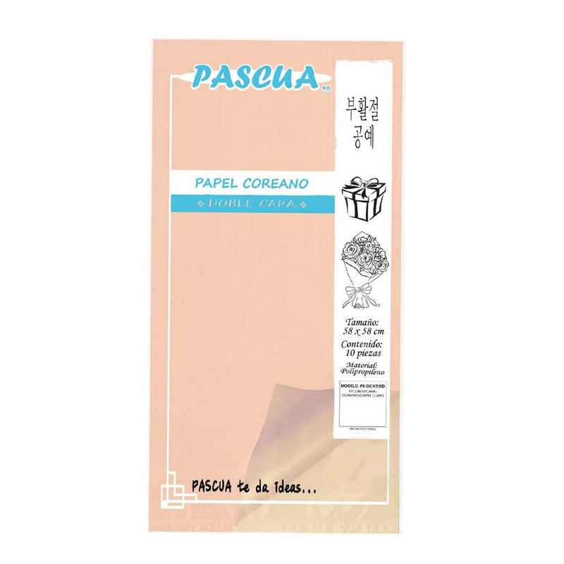 Pascua MEGAFUMI, S.A. DE C.V. DURAZNO/CARNE CLARO PAPEL COREANO C/10PZ DOBLE CARA