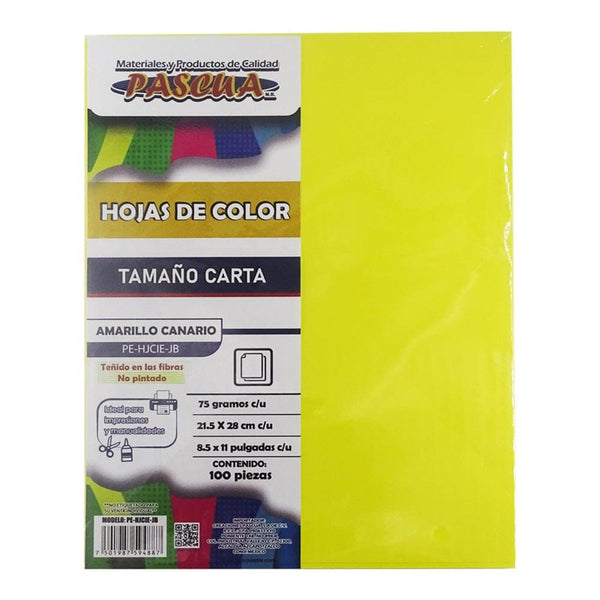 Pascua MEGAFUMI, S.A. DE C.V. HOJA DE COLOR CARTA C/100PZ PASCUA AMARILLO CANARIO