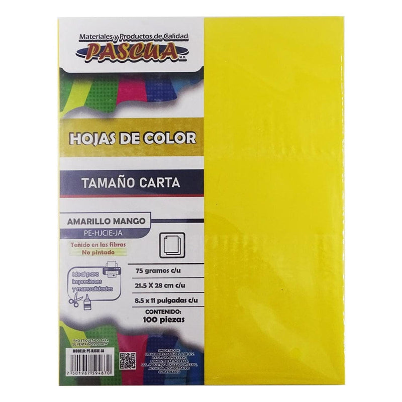 Pascua MEGAFUMI, S.A. DE C.V. HOJA DE COLOR CARTA C/100PZ PASCUA AMARILLO MANGO