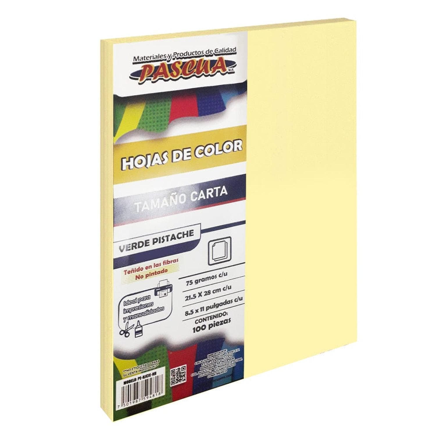 Pascua MEGAFUMI, S.A. DE C.V. HOJA DE COLOR CARTA C/100PZ PASCUA AMARILLO PASTEL