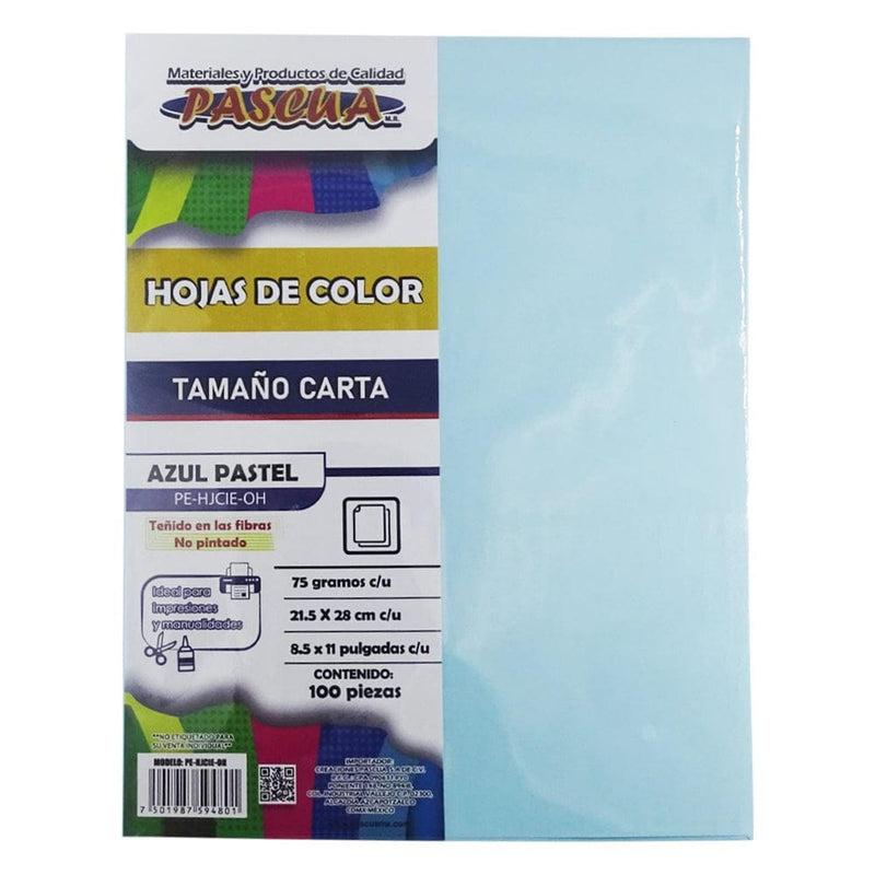 Pascua MEGAFUMI, S.A. DE C.V. HOJA DE COLOR CARTA C/100PZ PASCUA AZUL PASTEL